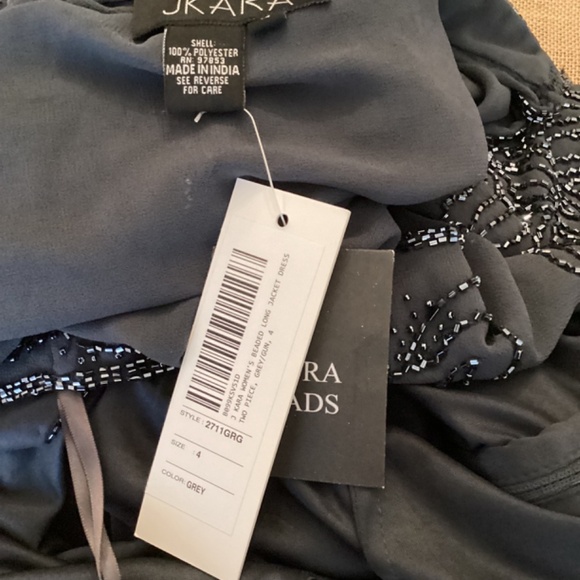NWT‎ J Kara 2pc beaded dress and long jacket size 4 gray - Picture 15 of 15